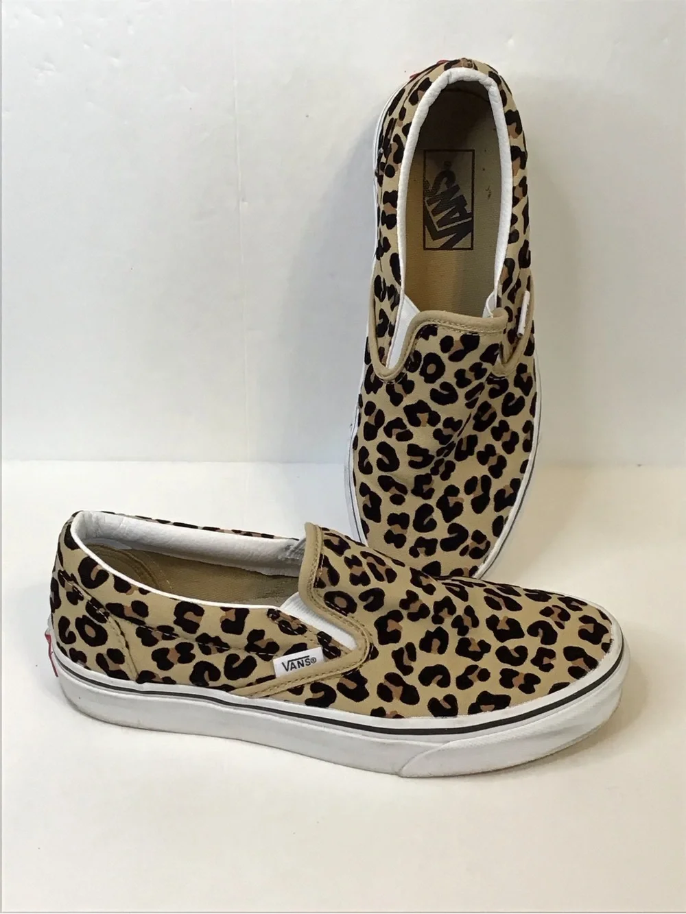 VANS Women's Leopard Print Slip-On Sneakers - Tan & Black 7.5